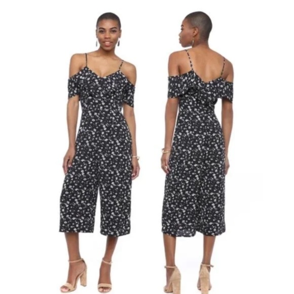 Xhilaration Black and White Cold-Shoulder Jumpsuit - Picture 2 of 7